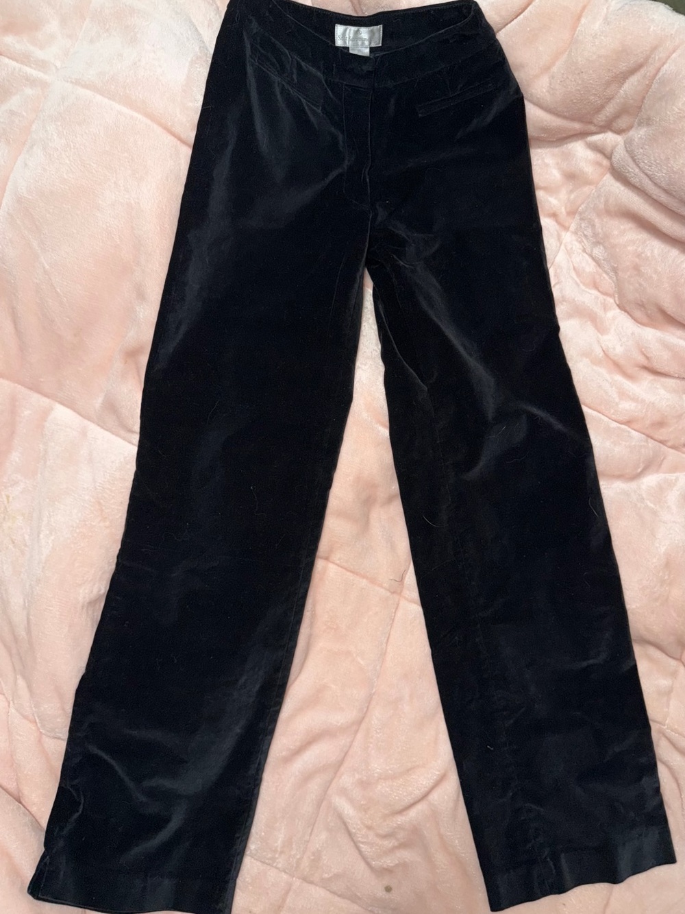 Soft Surroundings Black Velvet Pants - Straight Leg